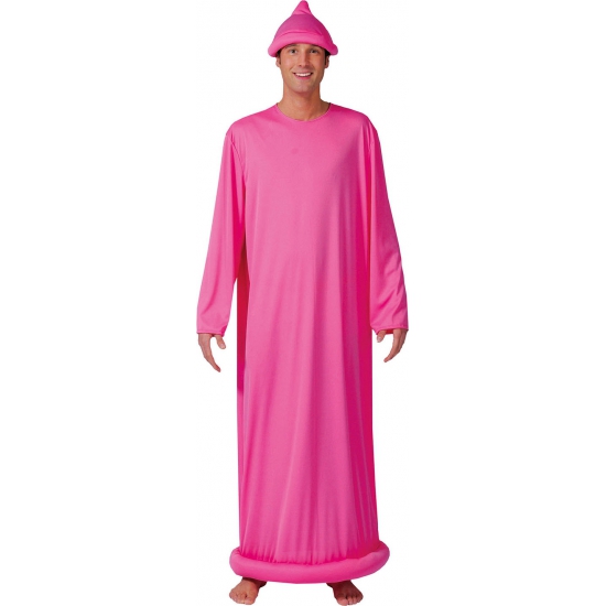 Roze condoom verkleedkleding kostuum - volwassenen - carnaval One size -