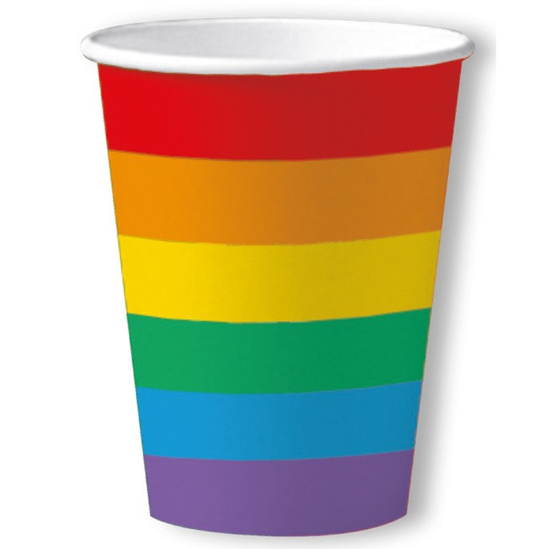 50x Gay pride thema bekertjes regenboog 200 ml -