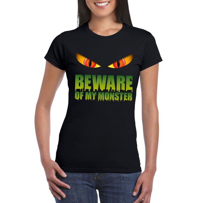 Beware of my monster Halloween t-shirt zwart dames 2XL -