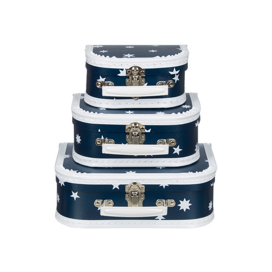 Koffertje donkerblauw ster 16 cm -