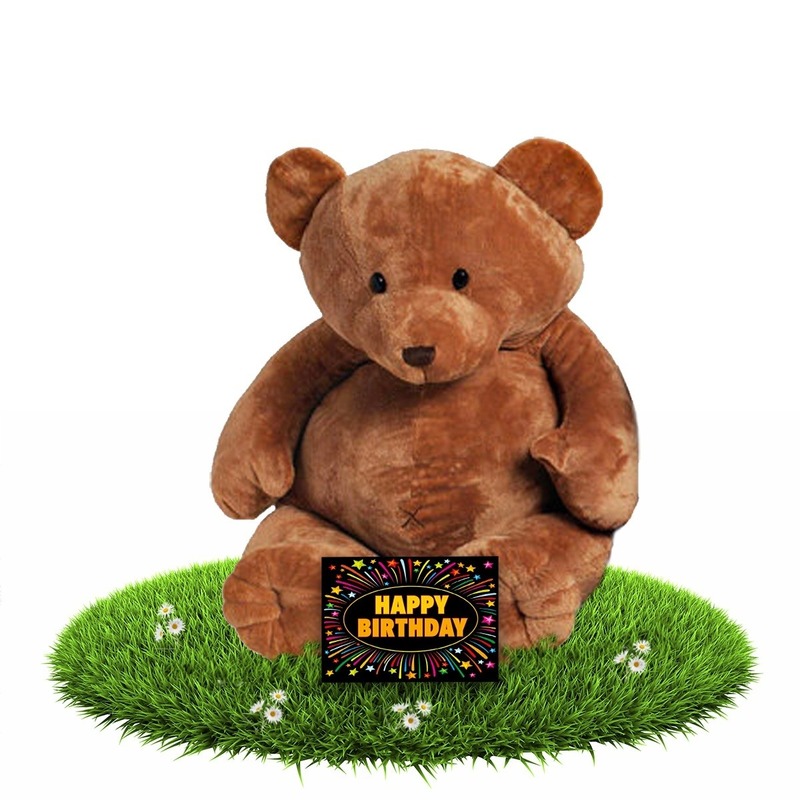 Verjaardag knuffelbeer Boris 54 cm met gratis verjaardagskaart -