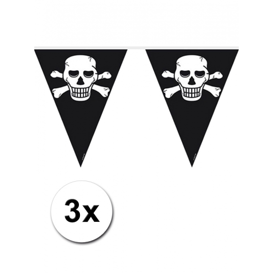 3x Piraten vlaggenlijn zwart -