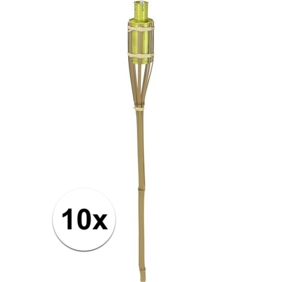 10x Bamboe tuinfakkel geel 65 cm -