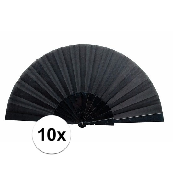 10 stuks Spaanse Handwaaiers zwart 23 x 43 cm -