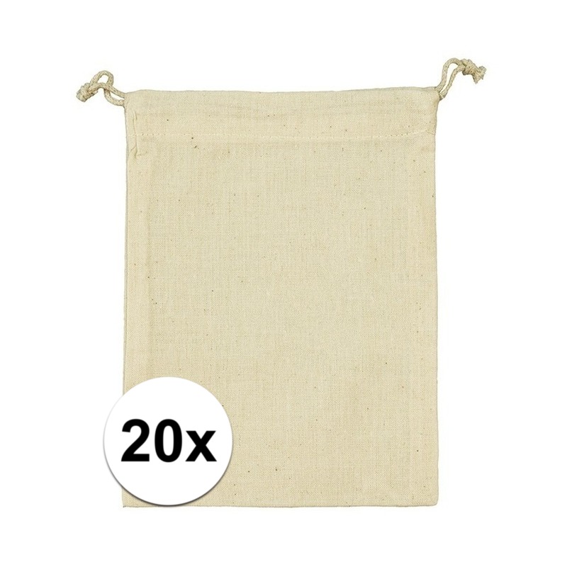 20 x Uitdeelzakjes met koord 10 x 14 cm -