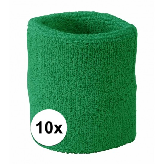 10x Groen zweetbandje voor pols -