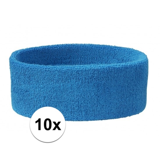 10x Hoofd zweetbandje aqua blauw -