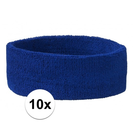 10x Hoofd zweetbandje kobalt blauw -