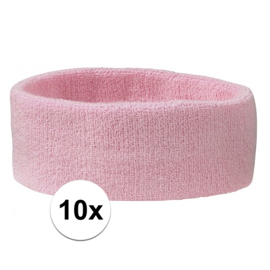 10x Hoofd zweetbandje lichtroze -