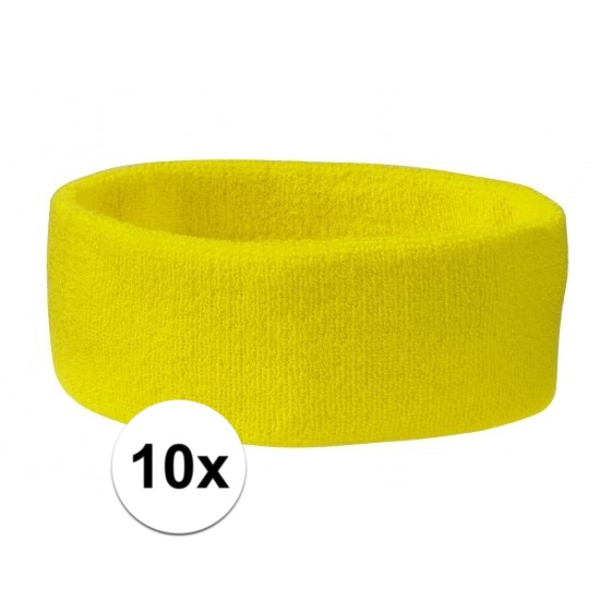 10x Hoofd zweetbandje geel -