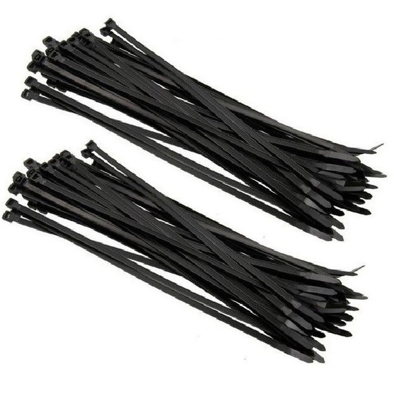 200x kabelbinders tie-wraps zwart 3,6 x 200 mm -