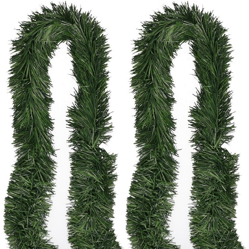 2x Groene kerstslingers 5 m -