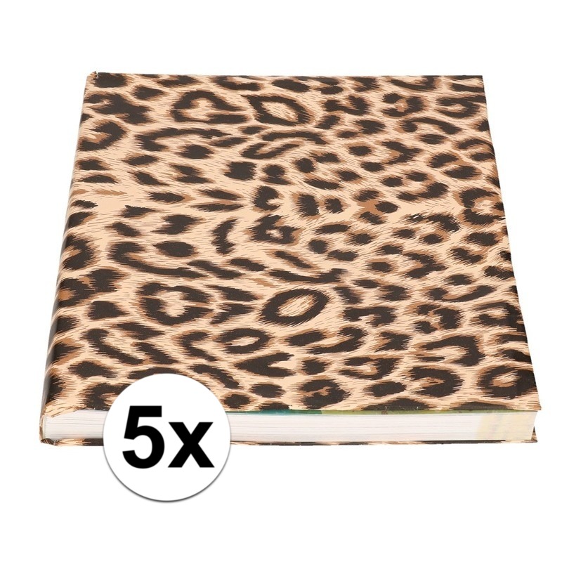 5x Kaftpapier panter/luipaard print 200 x 70 cm rol -