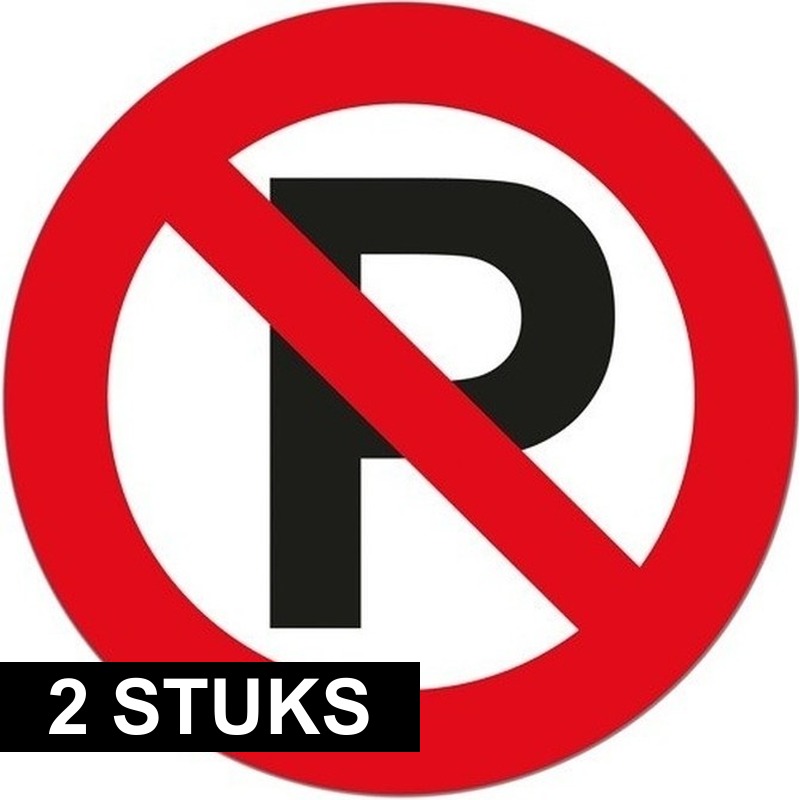 2x Stickers verboden te parkeren 14 cm -
