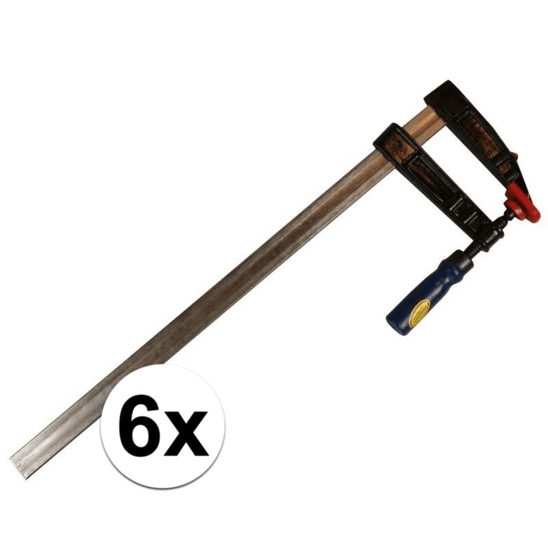 Grote metalen lijmklem/hobbyklem - 6x - 40 x 8 cm - gereedschap - houten handvat -