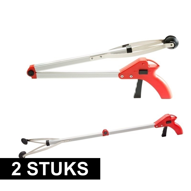 2x Grijptang/pick-up tang opklapbaar 77 cm -