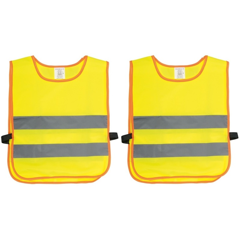Veiligheidsvest fluorescerend geel - 2x - kinderen - Reflecterende veiligheidsvesten - one size -