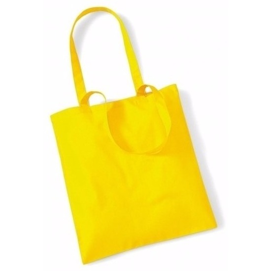 100x Katoenen schoudertassen draagtasje geel 42 x 38 cm -