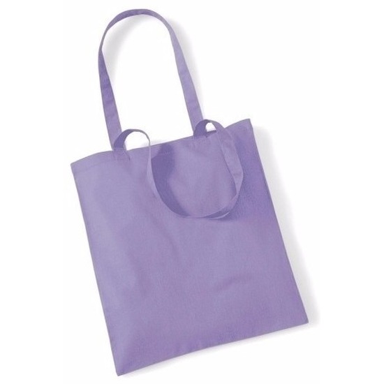 10x Katoenen schoudertassen draagtasjes lila 42 x 38 cm -