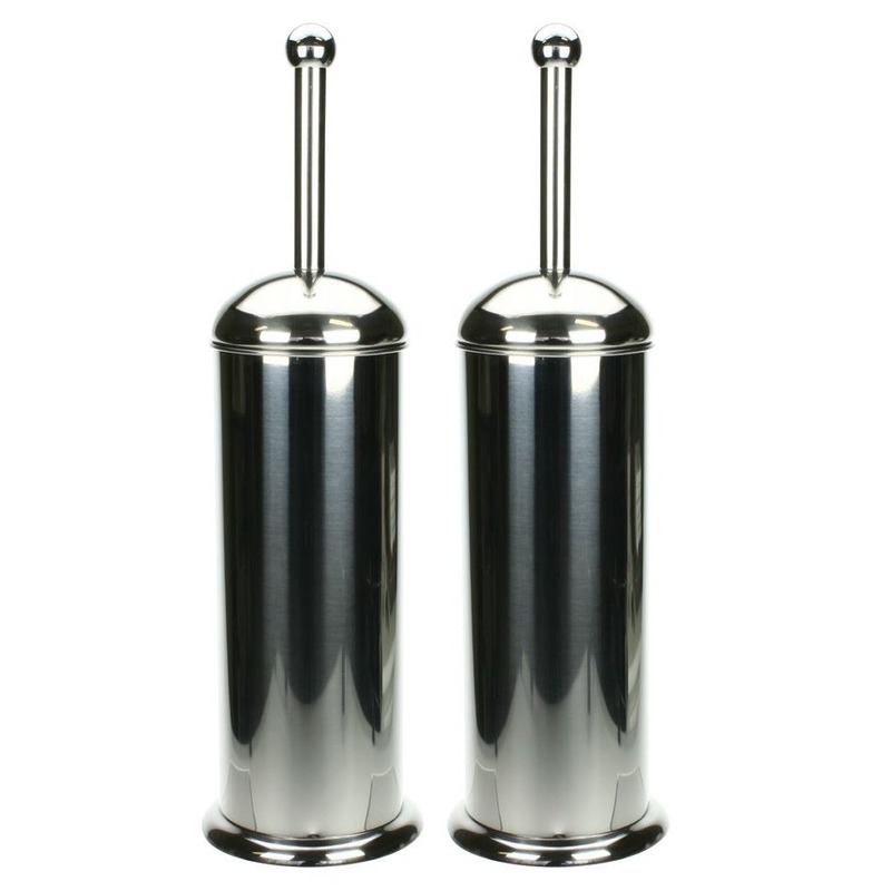 2x RVS toiletborstel houder 40 cm -