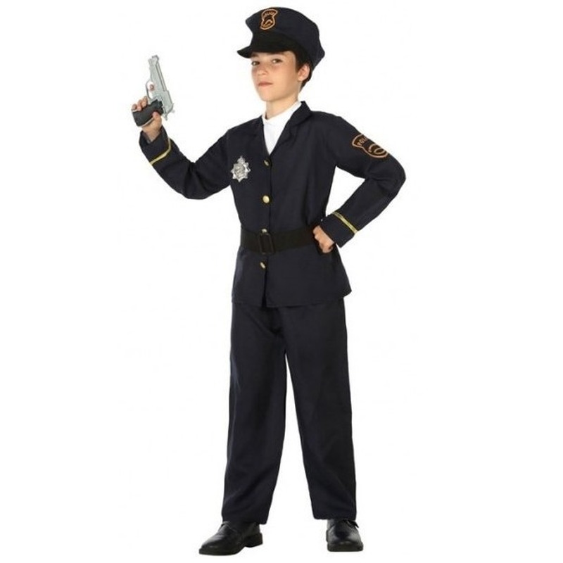 Politie agent verkleedset / carnaval kostuum voor jongens - carnavalskleding - voordelig geprijsd 140 (10-12 jaar) -