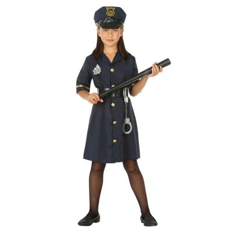 Politie agente verkleed jurk/jurkje voor meisjes 116 -