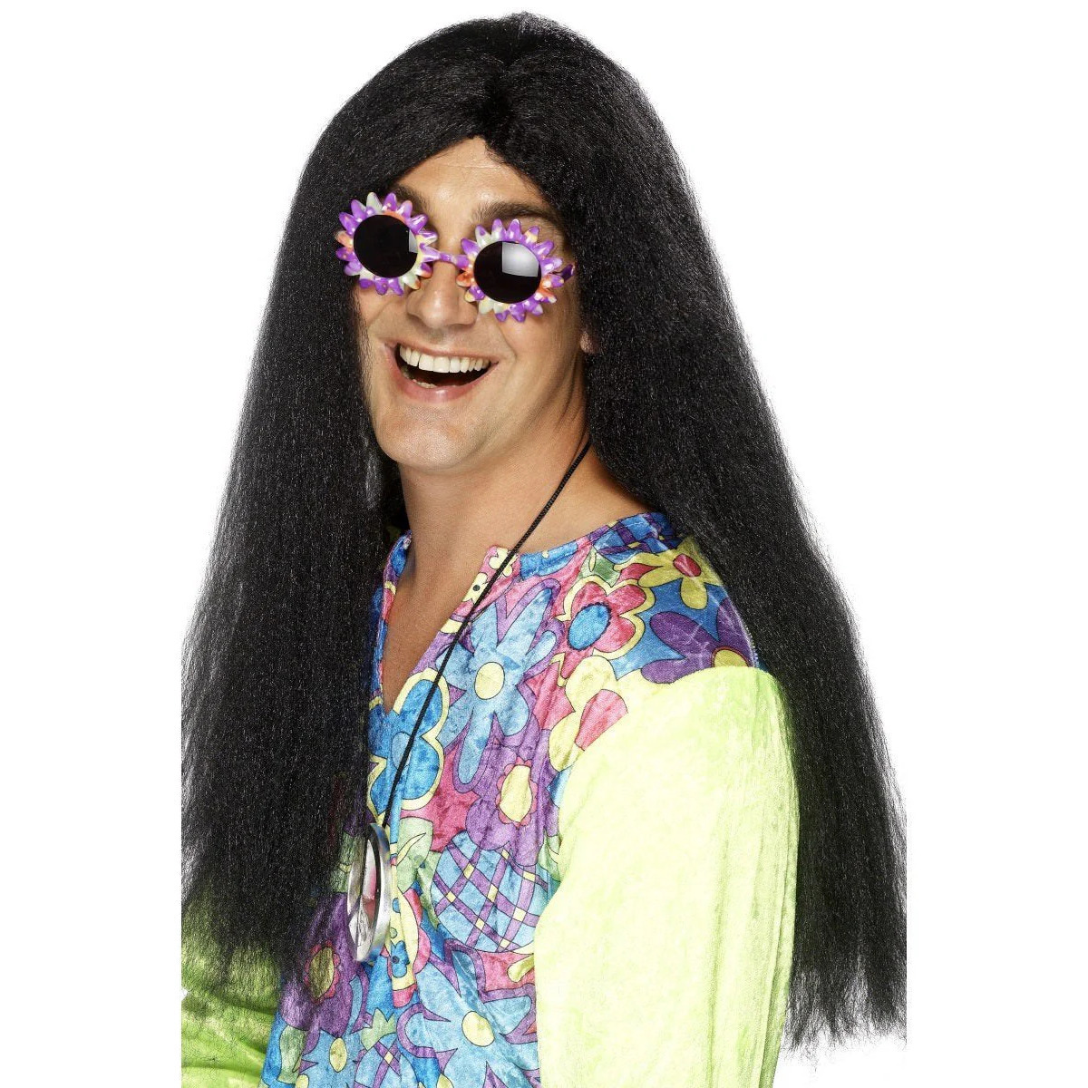 Lange hippie heren pruik -