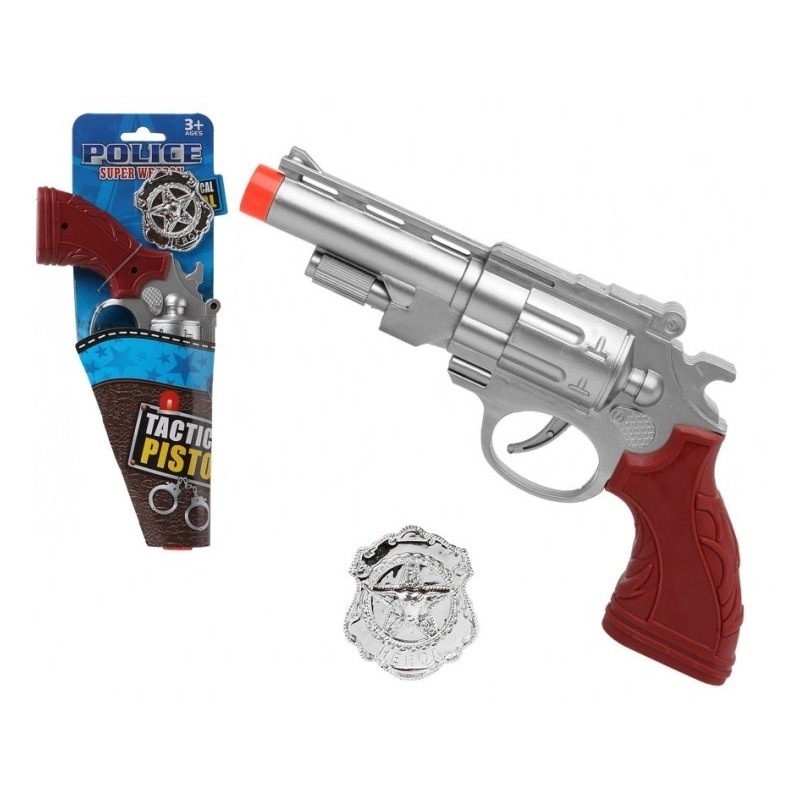 Politie speelgoed pistool zilver 27 cm -