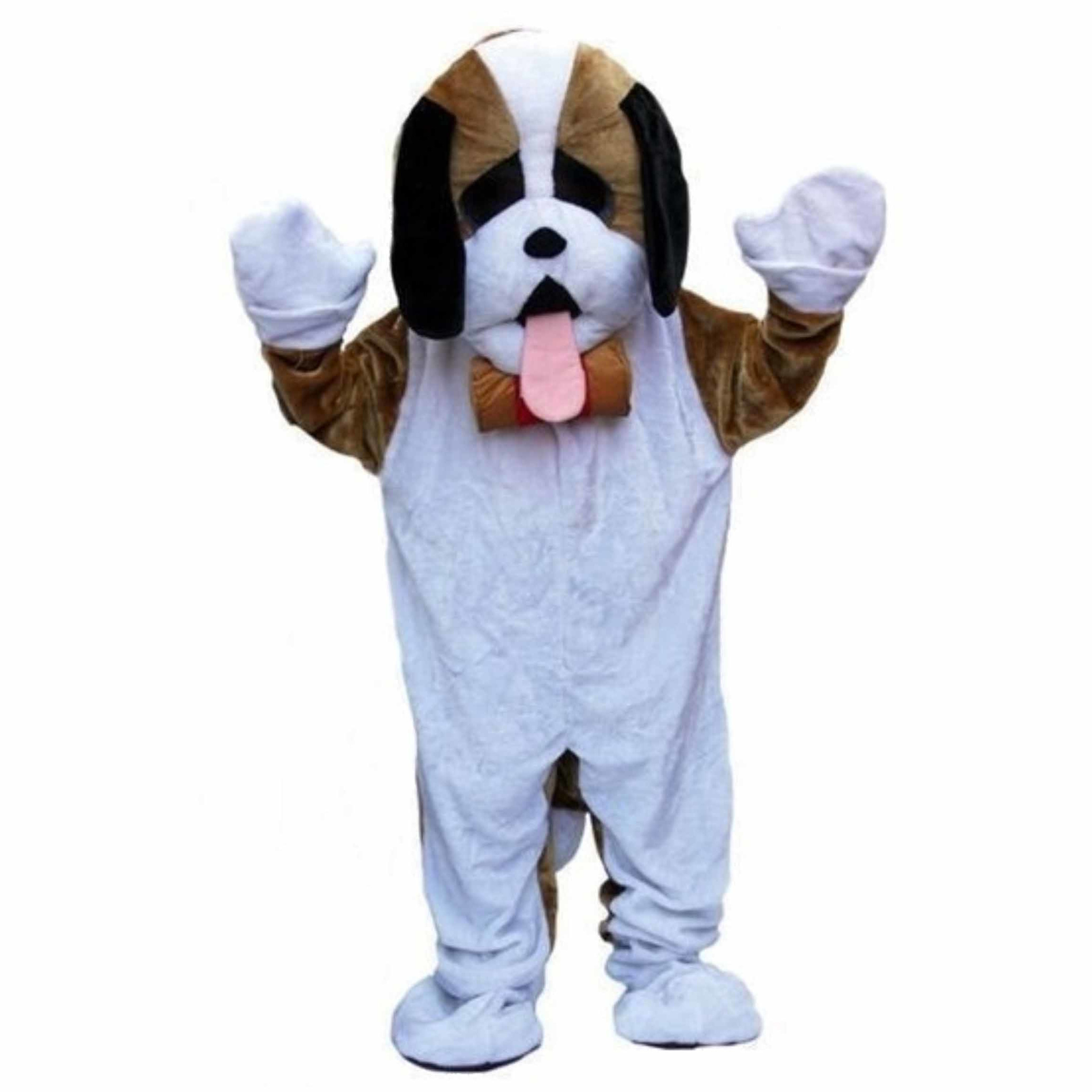 Honden dierenpak - verkleedkleding - volwassenen - mascotte outfit - wit/bruin - one size One size -