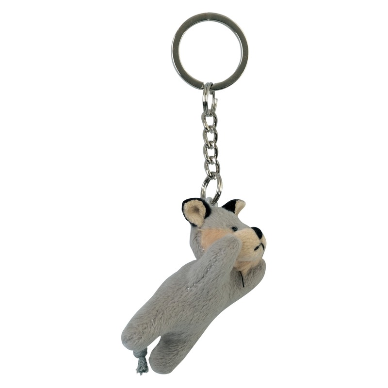 Pluche wolf knuffel sleutelhanger 6 cm -