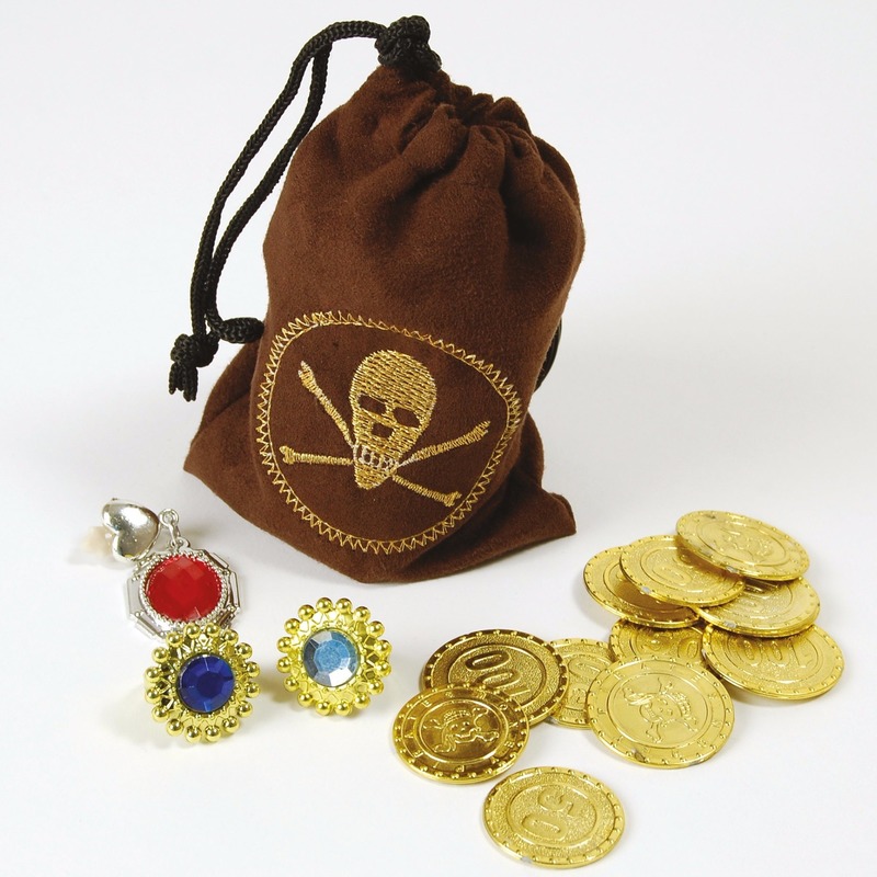 Piraten buidel met sieraden en geld - carnaval verkleed accessoires - speelgoed -