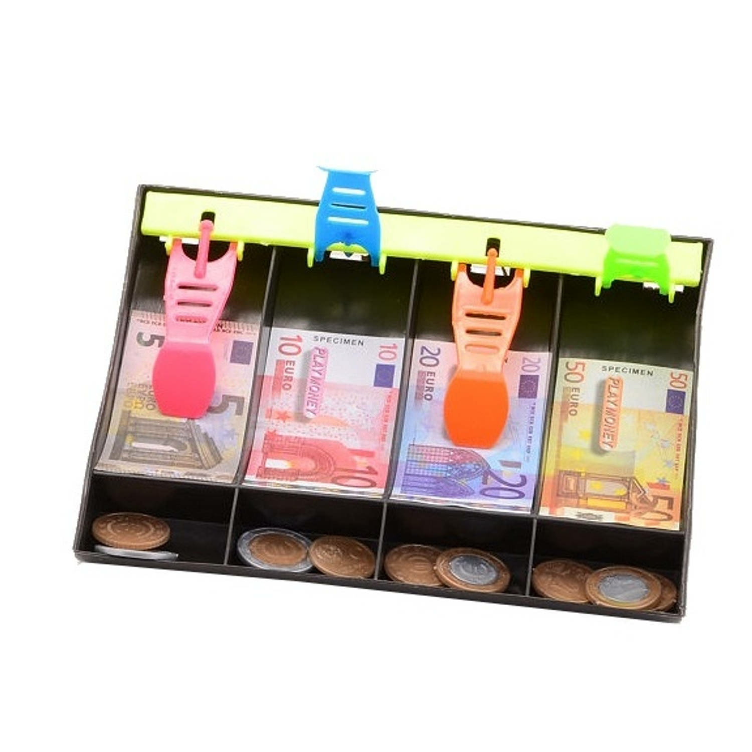 Johntoy Speelgeld met kassalade - 120-delig - briefgeld en muntjes -