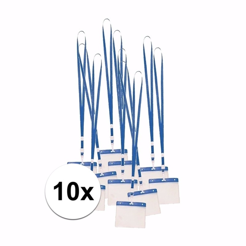 10 x badgehouder met blauw keycord per stuk -