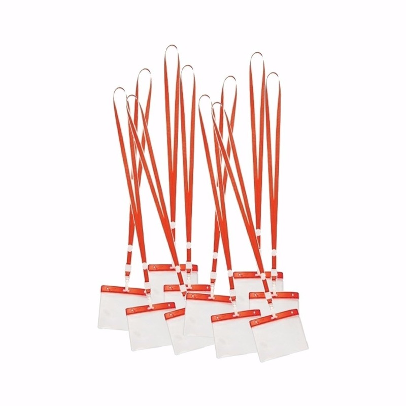10 x badgehouder met rood keycord -