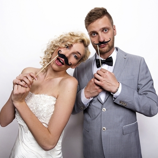 Foto prop set snorren 6x stuks - Bruiloft/huwelijk - photobooth props -