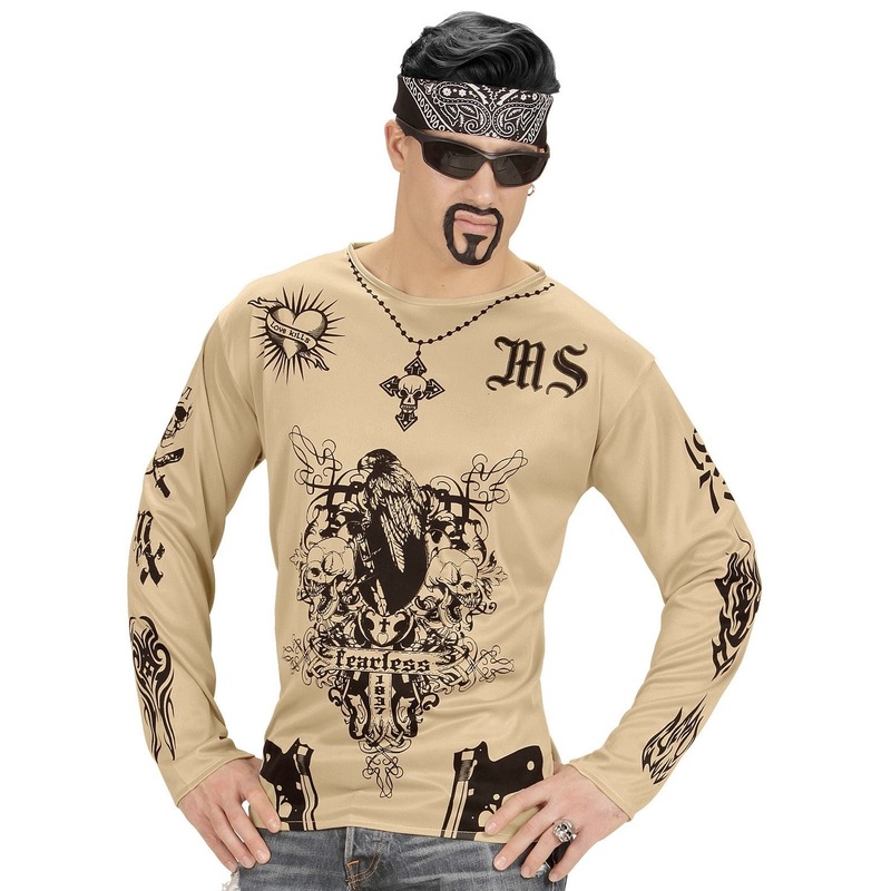 Tattoo verkleed shirt Gangster voor heren XL -