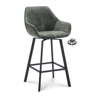 Barkruk Riyo - velvet - donkergroen - 65 cm - 2 stuks - Leen Bakker