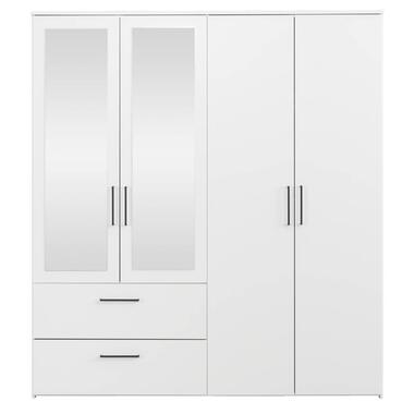 Kledingkast Orleans 4 deurs - wit - 201x181x58 cm - Leen Bakker