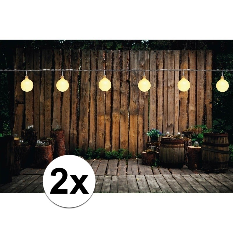 2x Buiten feestverlichting lichtsnoeren warm wit 10 meter -