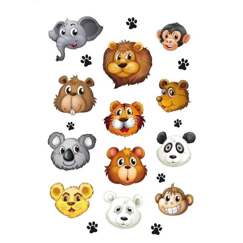12x Dierentuin dieren stickers 3D effect -
