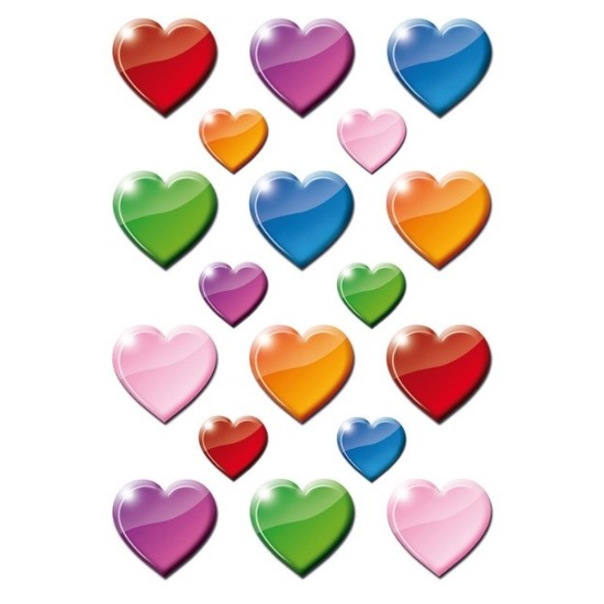 54x Gekleurde hartjes figuren stickers -