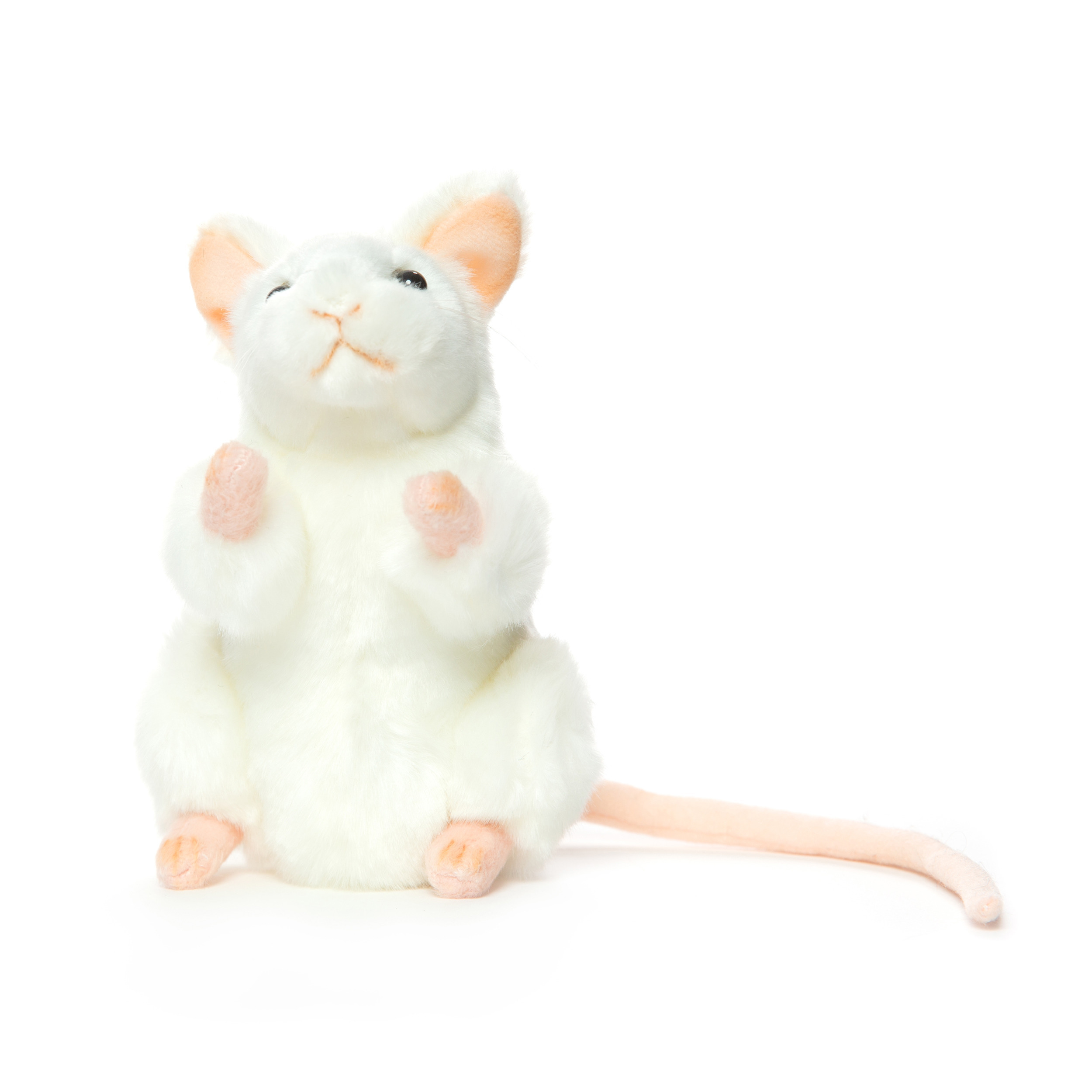 Hansa knuffel muis - wit - 16 cm - pluche - muizenknuffel - knuffeldier -