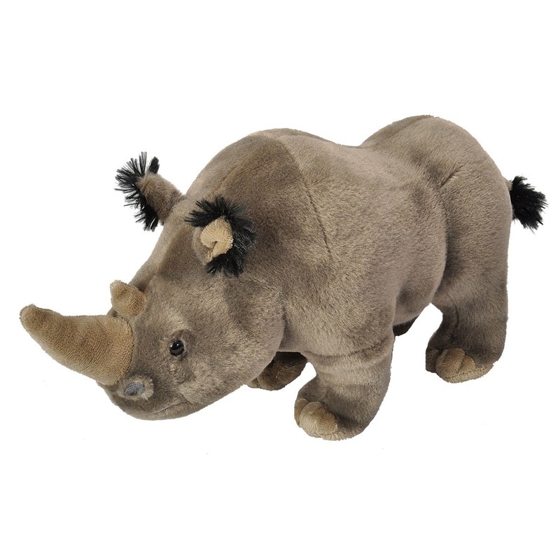 Wild Republic pluche knuffel neushoord - grijs - 35 cm - Dieren knuffels - Cadeau -