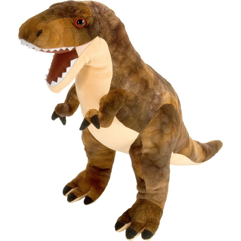 Wild Republic pluche T-rex dinosaurus knuffel - bruin - 25 cm -