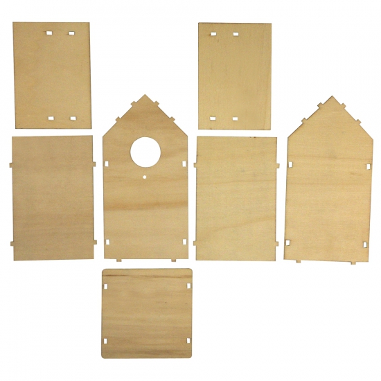 Rayher hobby/knutselen Vogelhuisje om zelf te bouwen - 2x stuks - Hout - DHZ pakket - 17 cm -