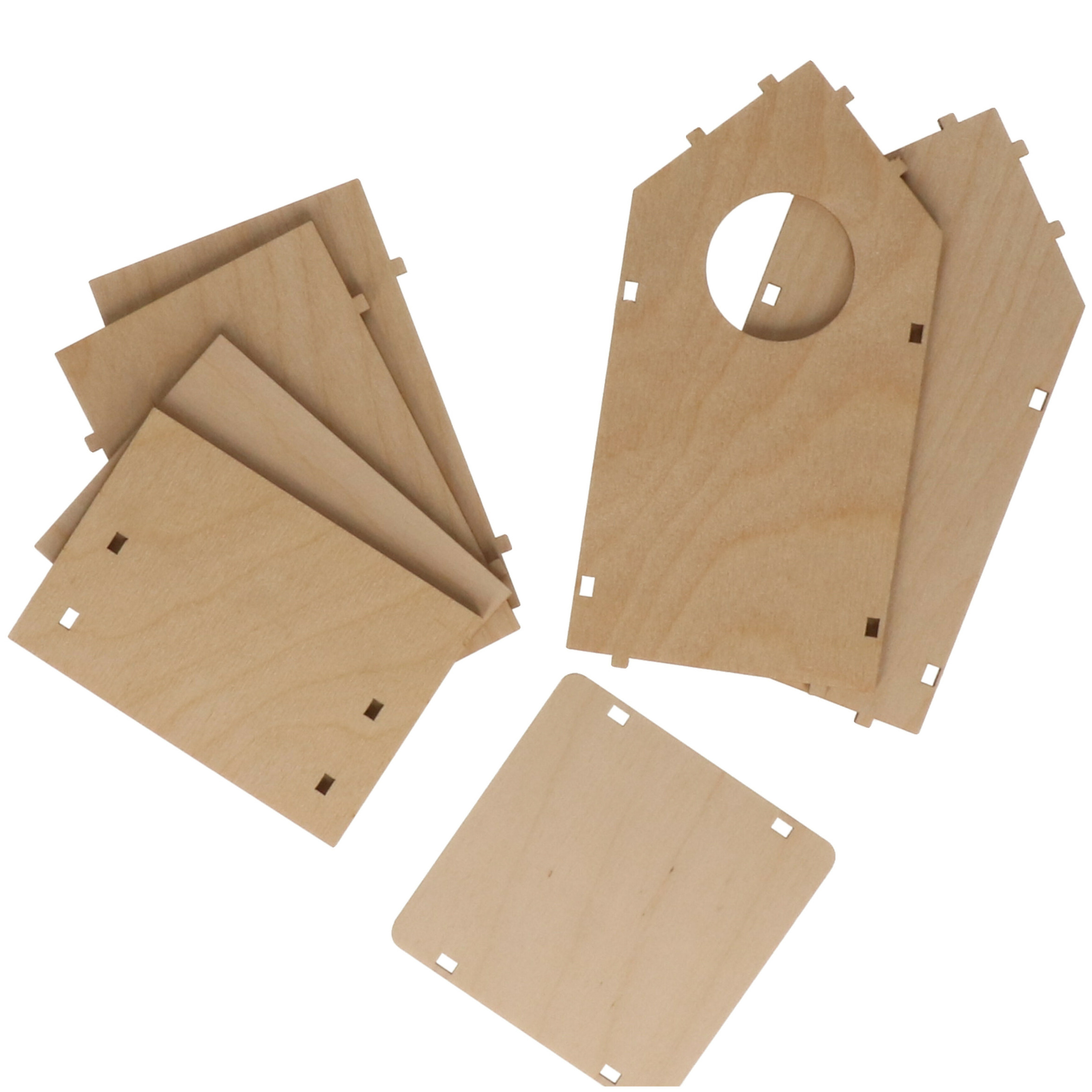 Rayher hobby/knutselen Vogelhuisje om zelf te bouwen - 10x stuks - Hout - DHZ pakket - 17 cm -