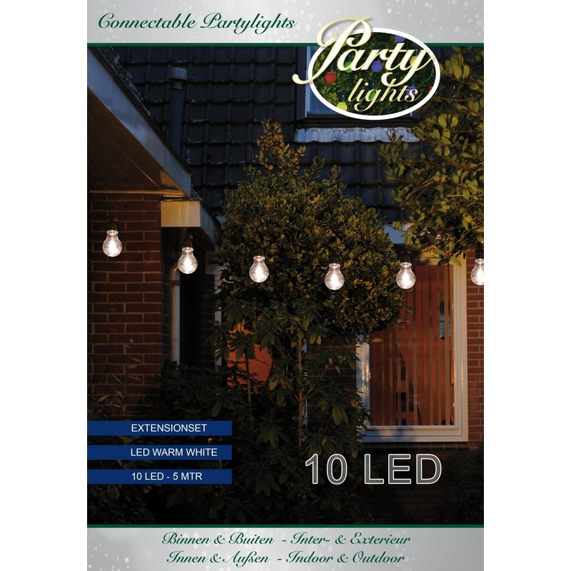 Uitbreidingsset feestverlichting lichtsnoer warm wit 5 meter -