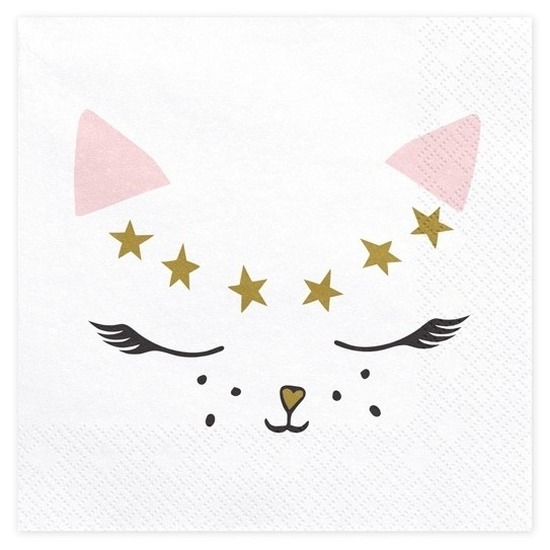 60x Poes/Poezen thema feest servetten 33 cm -
