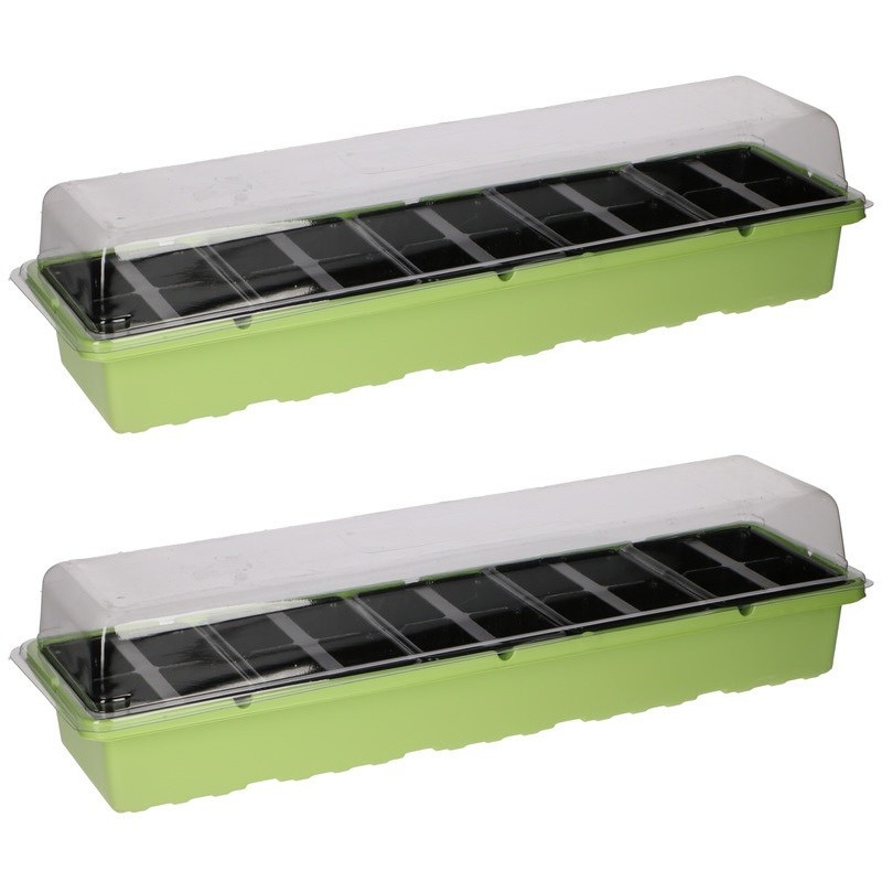2x Kweekbak/zaaibak 20 vakjes transparante deksel 53 cm -