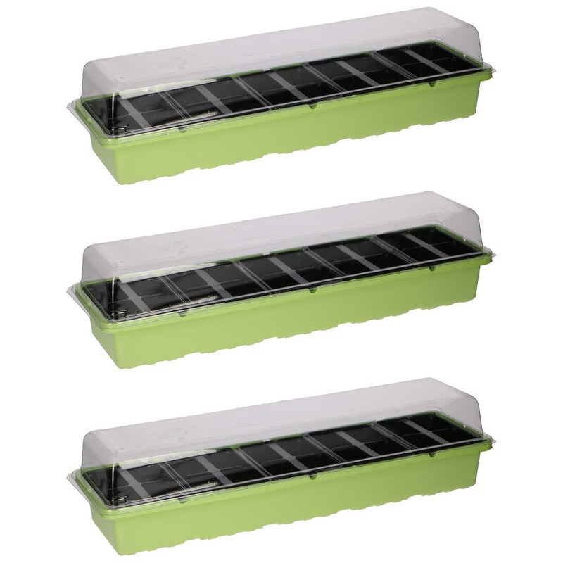 3x Kweekbak/zaaibak 20 vakjes transparante deksel 53 cm -